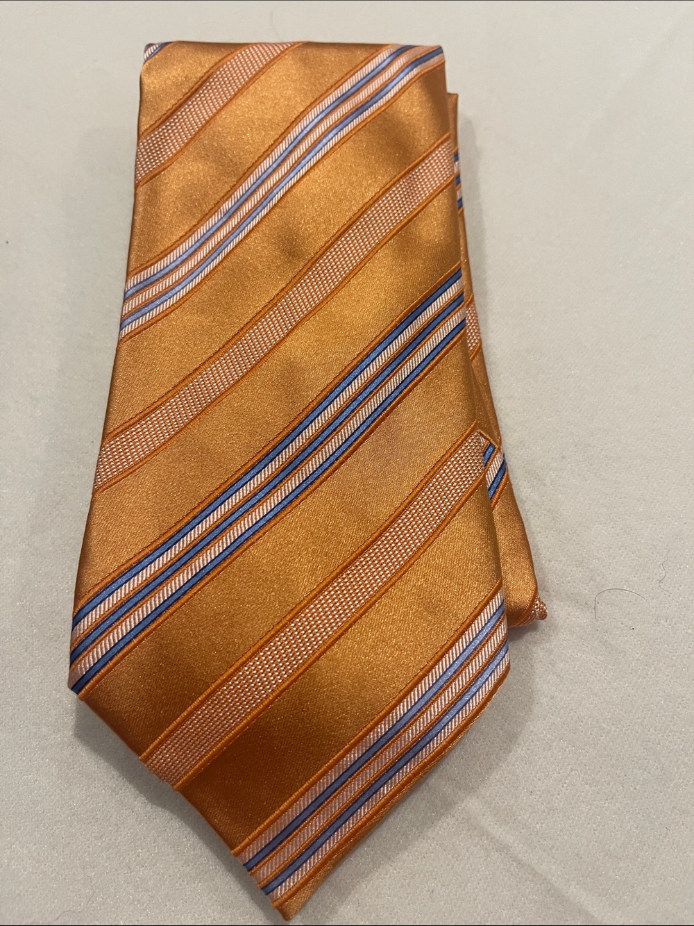 Ermenegildo Zegna orange Stripe tie with Blue Accents